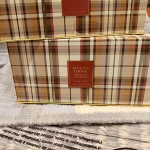 New Pottery Barn Autumn Lodge Scented Candle filled Votive Set of 3, Plaid, #2